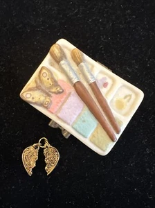 VTG 1999 M. BASTIN ARTIST PAINTBRUSH TRINKET BOX  PORCELAIN CARING PEOPLE CHARM - Picture 1 of 9