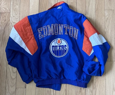 Vintage Edmonton Oilers Lightweight Starter Jacket Medium Cover