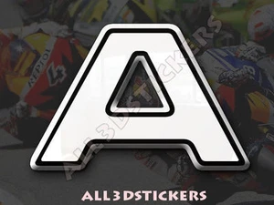 3D Stickers Resin Domed LETTER A - Color White - 25 mm(1 inch) Adhesive Decal - Picture 1 of 1