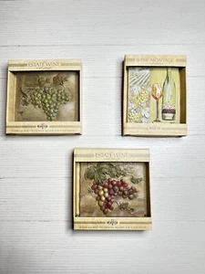 Nuevo Juego de 3 Placas de Pared Vista 3-D Vino En Caja Original - Imagen 1 de 2