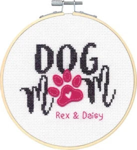 Diy Needlepoint Cross Stitch "Mother Dog In A Ring" Embroidery Kit. Unprinted - Picture 1 of 5