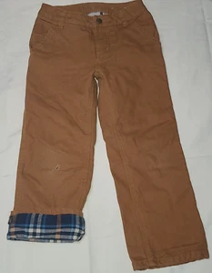 Carhartt Boys Kids Youth Pants Plaid Flannel Lined Cargo Brown Size 6 Cotton - Picture 1 of 16