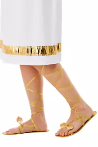 Grecian Lace Up Sandals Egyptian Greek Roman Ladies Mens Fancy Dress Accessory - Picture 1 of 1