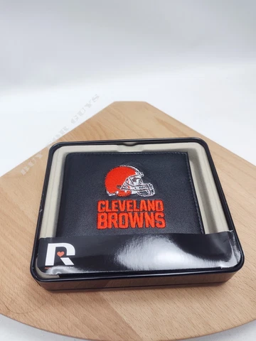 Cleveland Browns NFL Embroidered Leather Billfold Bi-fold Wallet ~ New Cover