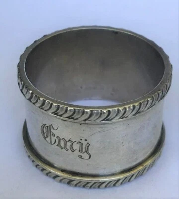 Antique German 800 Silver Napkin Ring "Emy" name engraving - Image 1 of 2