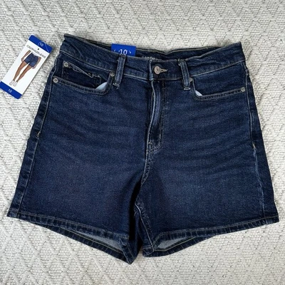 Pantalones cortos de jean para mujer Calvin Klein talla 10 nuevos entrepierna de 5 pulgadas azul oscuro tiro alto Foto 1 de 4