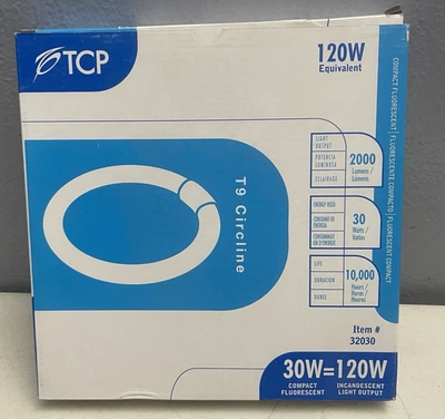 TCP T9 Circline Compact Fluorescent Light Bulb 30W #32030 2000 Lumens 120V  -New - Image 1 of 4