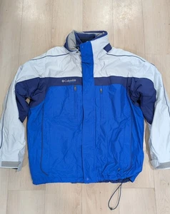 Mens Columbia Vertex Core Bugaboo Blue Beige Full Zip Winter Jacket Size Large L - Picture 1 of 6