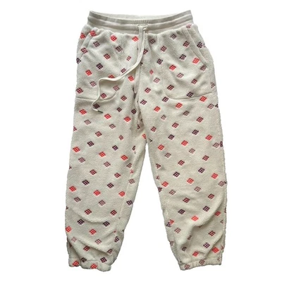 Pantalones de chándal Anthropologie de práctica diaria marfil salón polar bordados talla M Foto 1 de 4