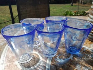 5 neue Kosta Boda UVH / Ulrica Hydman, Blue Swirl Mine Trinkglas Becher Tasse - Bild 1 von 13