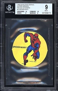 1983 Ovaltine Marvel Super Heroes Stickers SPIDER-MAN BGS 9 Mint w2 10 Subs POP1 - Picture 1 of 2