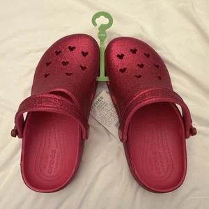 New Crocs Disney Parks Pink Glitter Mickey Icon Clogs for Adults  M5 W7 NWT - Picture 1 of 4