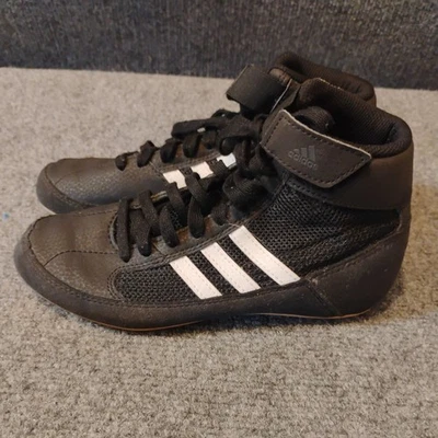 Size 2  Adidas HVC 2 Mid Black Boys Havoc Wrestling Shoes AQ3327 - Image 1 of 4