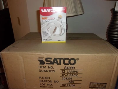 Satco S4999 Indoor Heat Lamp 250W Clear 12 Lamps - Image 1 of 4