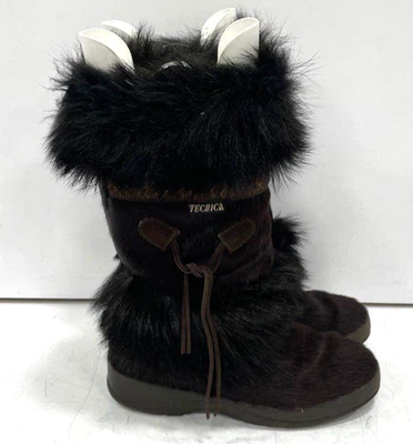 复古 TECNICA 山羊毛皮靴 雪地滑雪度假村 意大利制造 棕色 黑色 EU 38 US 7 — 第 1/4 张图片