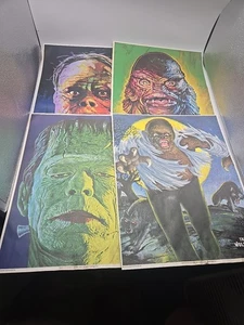 SET - 4 Vtg NOS 1970S monster Movie Glow Dark Poster Universal Frankenstein Wolf - Picture 1 of 21