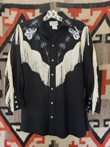 Vintage H Bar C Taos Pearl Snap Embroidered Fringed Western Shirt 15.5 Men’s M/L - Picture 1 of 10