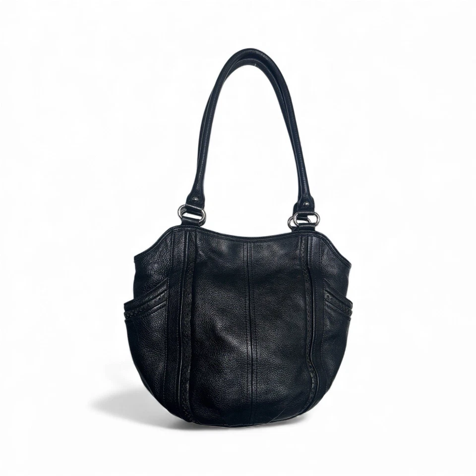 Clarks Black Leather Hobo Shoulder Bag Silver Tone Hardware  - Image 1 of 4