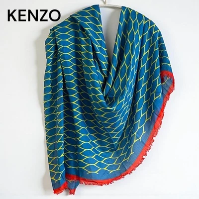 KENZO Geometric Pattern Large Unisex Scarf 51x51in Good Condition - Image 1 of 4