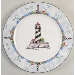 Vintage Nautical Coastal Lighthouse Dinner Plates Discontinued Replacements 2PC - Picture 1 of 5