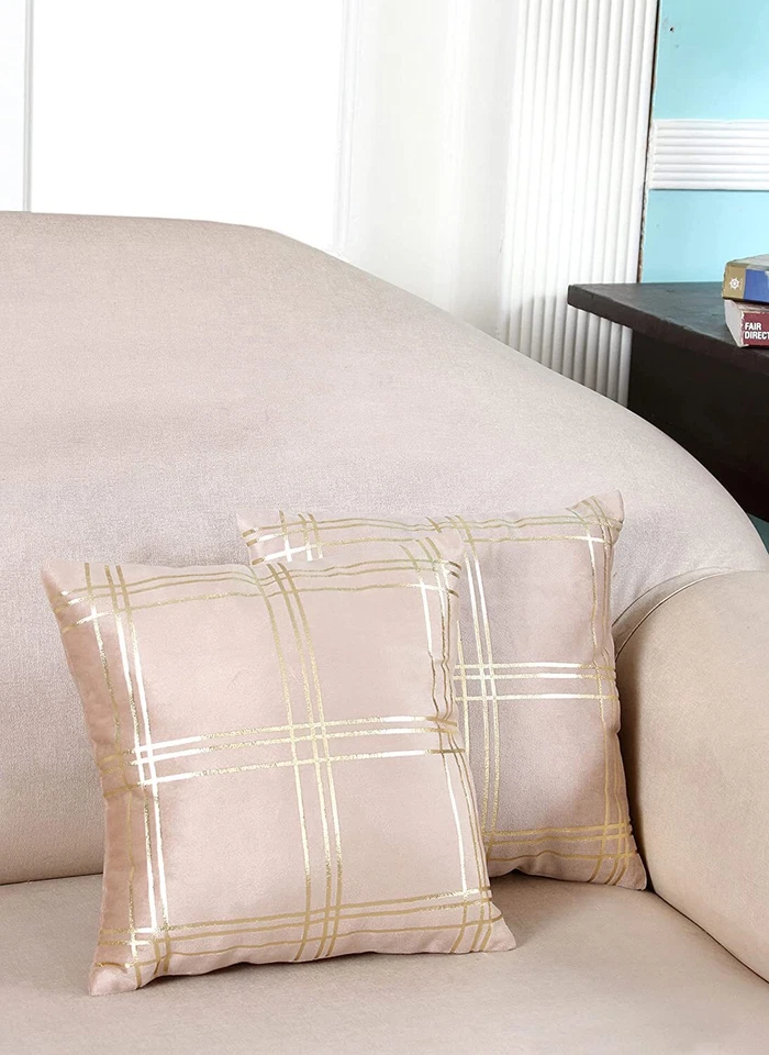 Funda Almohada Terciopelo Decorativa Estampado Lámina Dorada 12 X 12 en Pack de 2 Foto 1 de 1