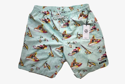 Neff Mens Cali Water Games Graphic Hot Tub Shorts Swim Trunks New L