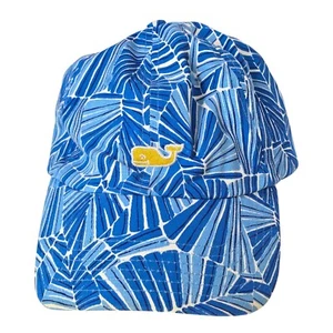 Vineyard Vines Blue Palm Leaf Print Hat Yellow Whale Logo Adjustable Cap Beach - Picture 1 of 9