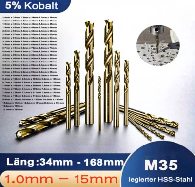 1mm - 15mm HSS Spiralbohrer Satz DIN338 Metallbohrer Cobaltbohrer Bohrer Bit Set - Bild 1 von 4