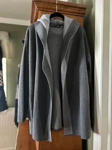 OST Cotone Misto Cashmere Blocco Colore Aperto Frontale Coatagan Tasche con Cappuccio Taglia XL - Foto 1 di 7