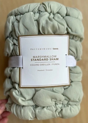 NUEVO Jersey Pottery Barn Teen Marshmallow Estándar Simulado Verde Salvia Foto 1 de 3