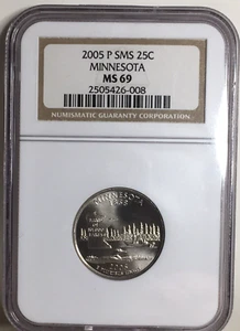 2005-P Minnesota State Quarter NGC MS69 SP69 Satin, Free Ship  #26-008 - Picture 1 of 3