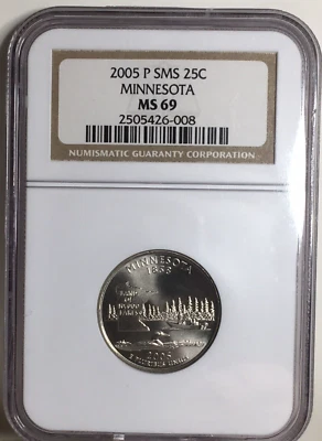 2005-P Minnesota State Quarter NGC MS69 SP69 Satin, Free Ship  #26-008 - Image 1 of 3