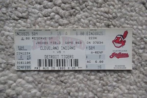 INDIANS VS TIGERS 8/25/1995 FULL TICKET ~ BELLE (2 HRs)/ALOMAR WALKOFF HR - Picture 1 of 1