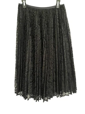 Saia Midi Talbots Preta Plissada Renda Tamanho 6 Nova Com Etiqueta $159 - Imagem 1 de 4