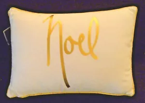 Noel Cuscino Natalizio Oro Bianco Ornamento Babbo Natale 12x18 Nuovo - Foto 1 di 3