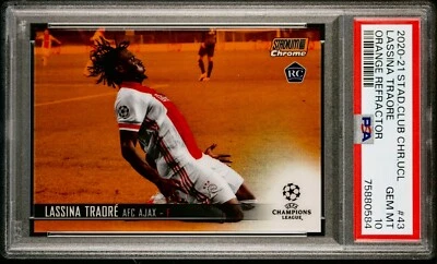 2020-21 Lassina Traore Topps Stadium Club Chrome Orange Ajax Rookie 20/25 PSA 10 - Image 1 of 3