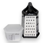 Cheese Grater 6 Sided Slicer & Zester with Measuring Container & Lid by Vivco