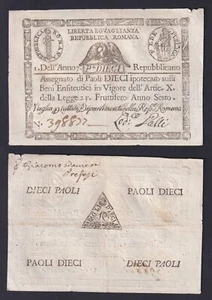 Banconota Italia Stato Pontificio 10 paoli 1798 P.-S540a SUP/AU - Imagen 1 de 1