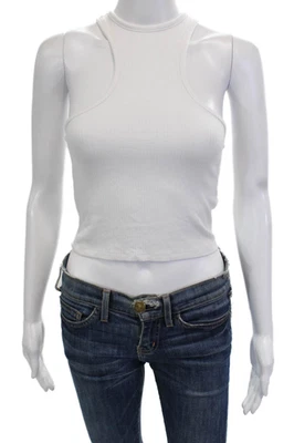 Camiseta sin mangas Emma & Sam para mujer recortada cuello alto blanca talla S Foto 1 de 4