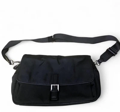 Bolso Bandolera Coach De Colección 2001 Mercer Negro Sarga Borde Cuero Unisex 7435 Foto 1 de 4