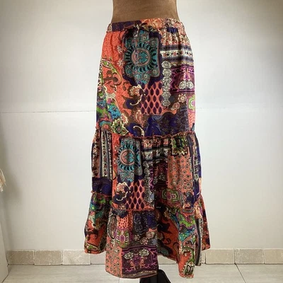 Maxi Falda De Colección Bobbie Brooks Patchwork En Niveles Country Peasant Boho Para Mujer’s L Foto 1 de 4