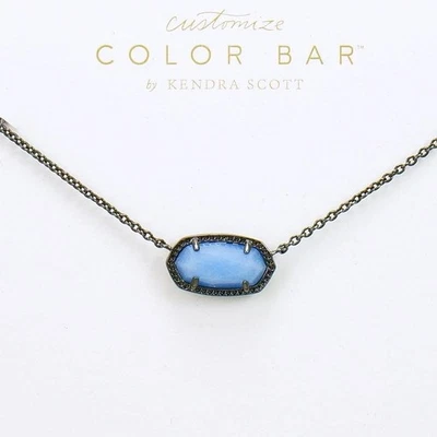 NWOT Kendra Scott Elisa Blue Glow in the Dark Short Necklace Gunmetal Plated - Image 1 of 4