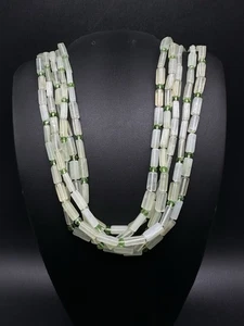925 Silver 5 Strand Light Green Aventurine Beaded  Necklace 20” - Picture 1 of 9