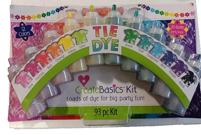 Create Basics 93 PC Tie Dye Party Group Activities Kit 12 Colors 20 Bottles NIB - Image 1 of 4