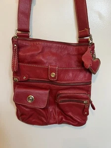 Vintage Roots Canada Villager Red Leather Crossbody Bag Made in Canada Charm - Picture 1 of 5