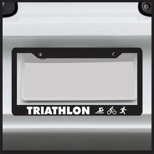 Triathlon License Plate Frame Swim Bike Run Car Tag Ironman sticker holder - Picture 1 of 3