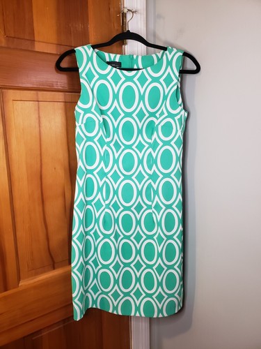 Abito donna Alyx bianco e verde acqua geometrico senza maniche taglia 8