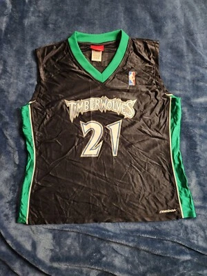 Camiseta de Colección Kevin Garnett Minnesota Timberwolves Reebok Niños Talla Grande Negra Verde Foto 1 de 4