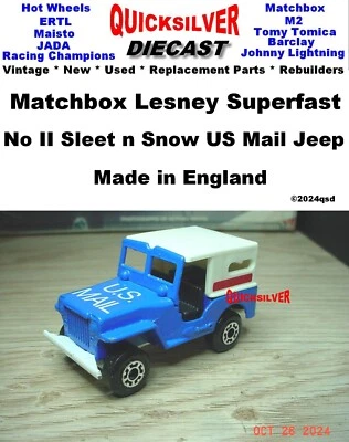 Matchbox No II Sleet n Snow US Mail Jeep Superfast Lesney England 1/64 od1 noii - Image 1 of 4