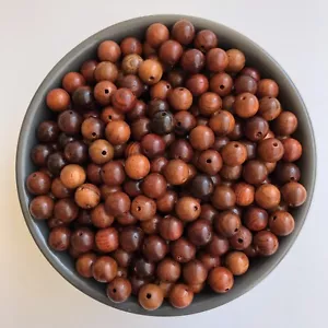100X Round Brown Hard Wood Beads 8mm Exposed Grain Loose Wooden Spacer Beads - Picture 1 of 6